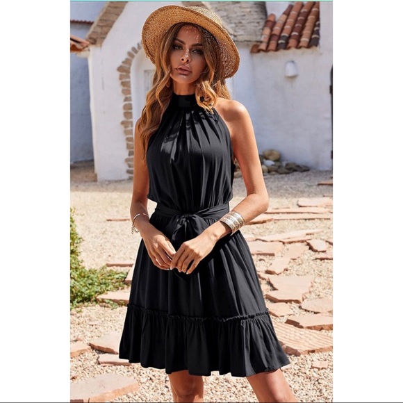 NEW CLASSIC BLACK HALTER DRESSw/Tags, Never been worn, Med. - Picture 2 of 16